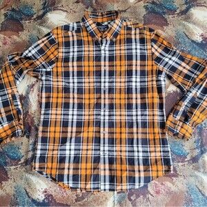 American Eagle Outfitters Prep Fit Men's Large  Button Down  Shirt Plaid SHARP